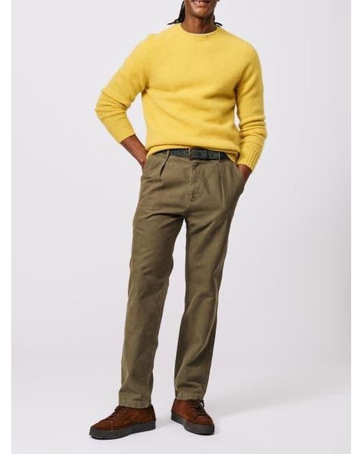 aubi Yellow Prestwick Shetland Crew Neck Sweater for men