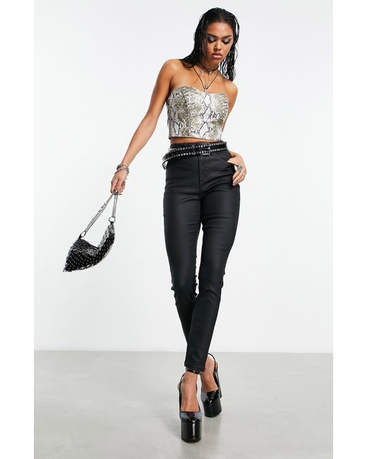 ASOS Coated Skinny Jeans in Black Lyst