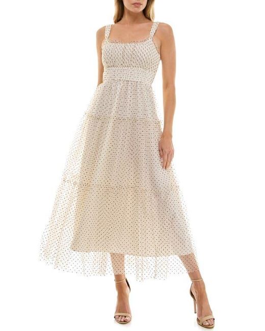 Socialite Natural Dot Mesh Empire Waist Gown