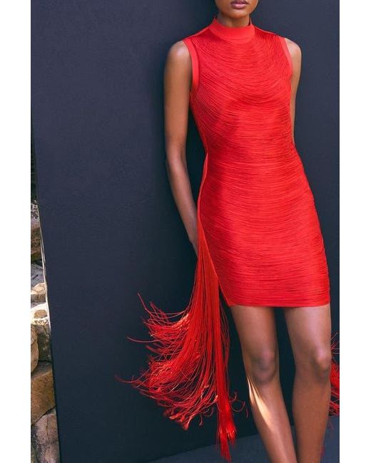 Karen Millen Red Knit Tassel Mini Dress