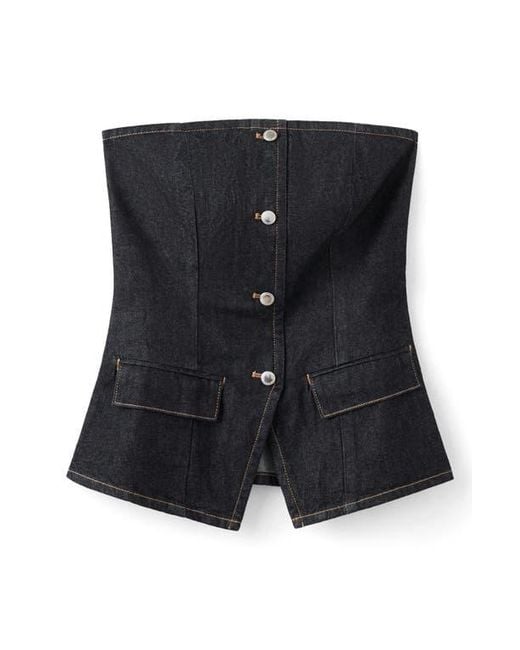 Mango Blue Clemence Denim Bustier Top