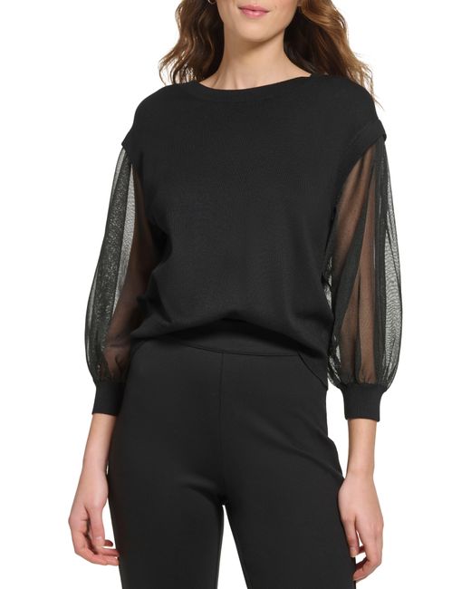dkny mixed media sweater