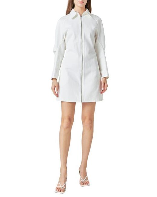 Grey Lab White Long Sleeve Zip Minidress