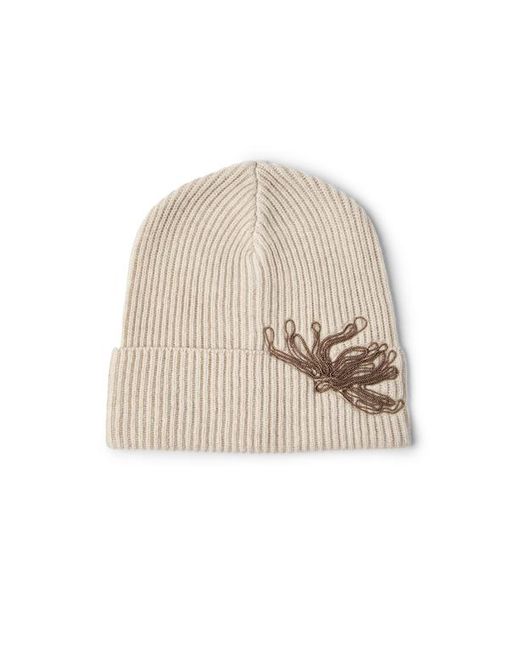 Brunello Cucinelli Natural Cashmere Knit Beanie With Monili