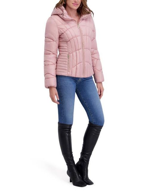 Kensie Red Hooded Puffer Jacket
