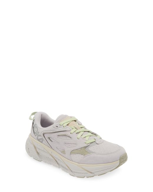 Hoka One One White Gender Inclusive Clifton L Suede Sneaker