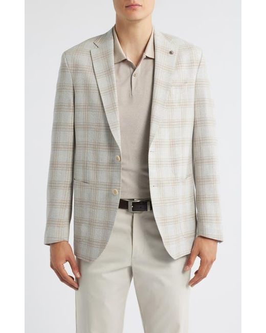 Jack Victor Gray Hampton Plaid Knit Wool & Linen Blend Sport Coat for men