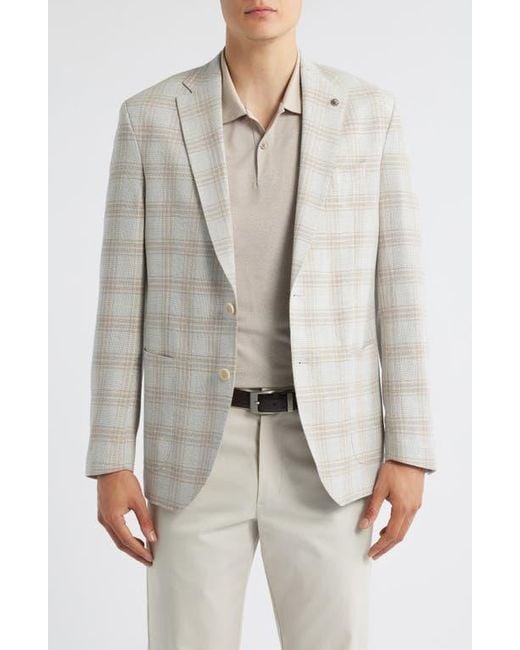 Jack Victor Gray Hampton Plaid Knit Wool & Linen Blend Sport Coat for men