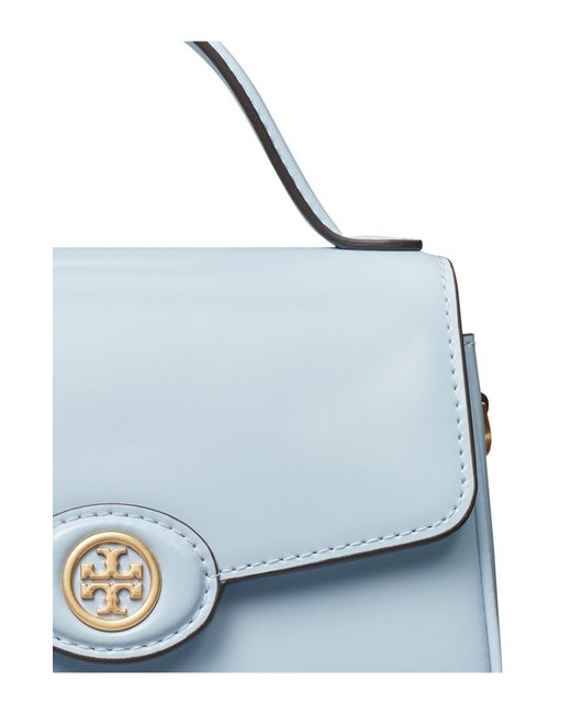 Tory Burch Blue Small Robinson Leather Top Handle Bag
