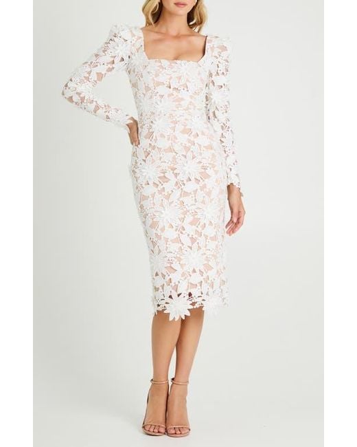 HELSI White Olga Floral Appliqué Long Sleeve Dress