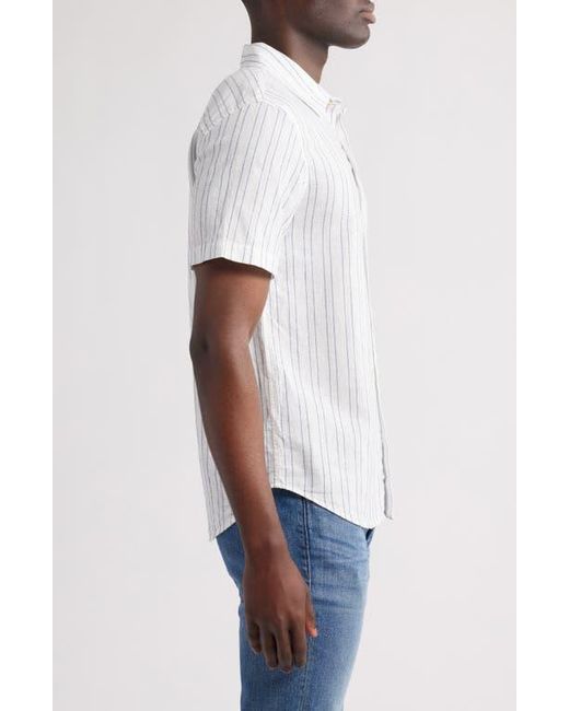 AG Jeans White Aiden Stripe Short Sleeve Button-Up Shirt for men