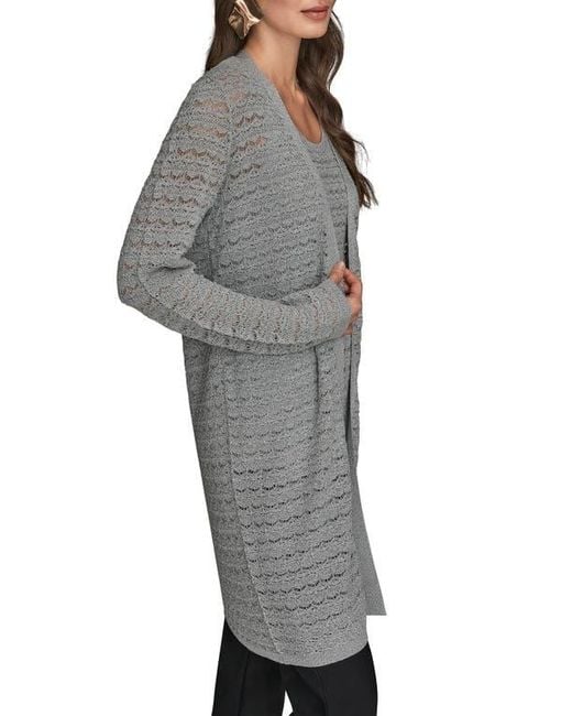 Donna Karan Gray Metallic Open Cardigan