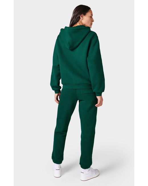 Sweaty Betty Green The Elevated Front Zip Cotton Blend Hoodie