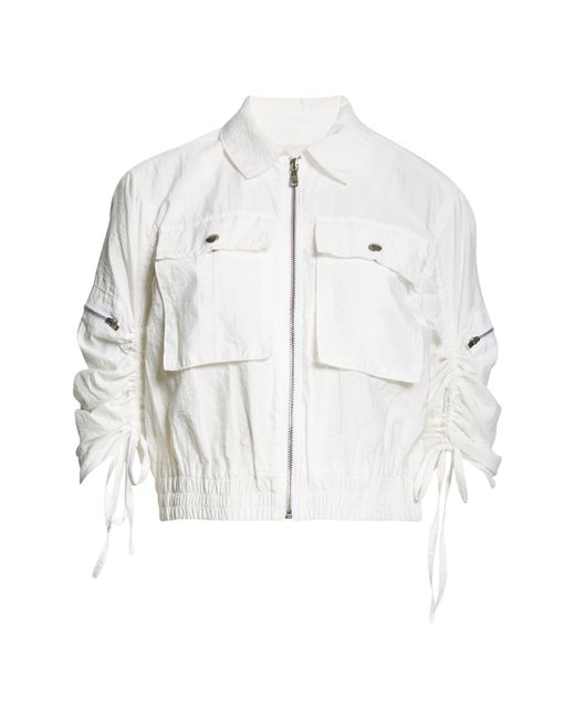 Cinq À Sept White Genevive Ruched Sleeve Jacket