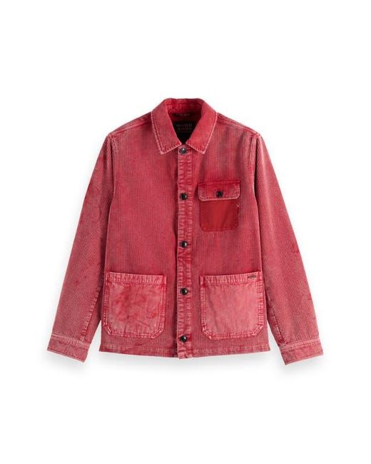 Scotch & Soda Red Washed Corduroy Worker Jacket for men