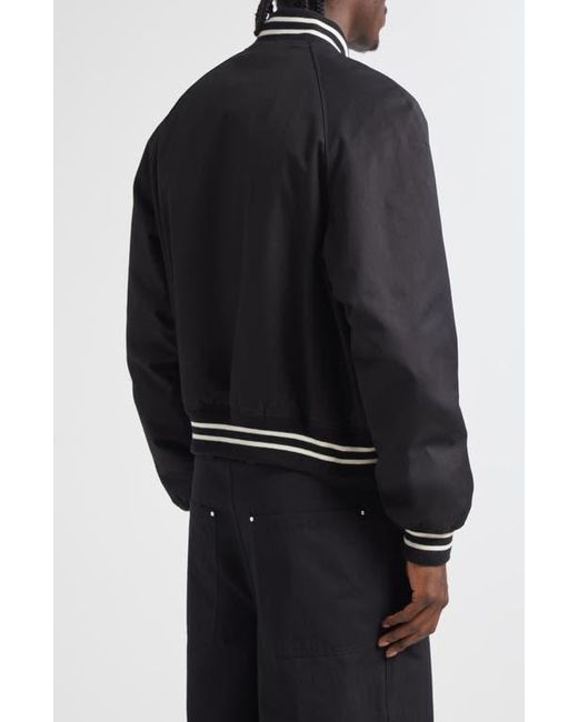 Alexander McQueen Black Skull Patch Varsity Bomber Jacket for men