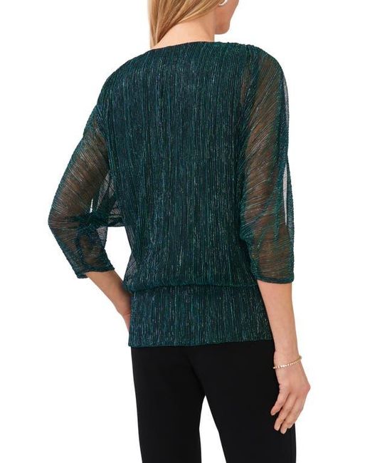 Chaus Green Metallic Split Sleeve Blouse