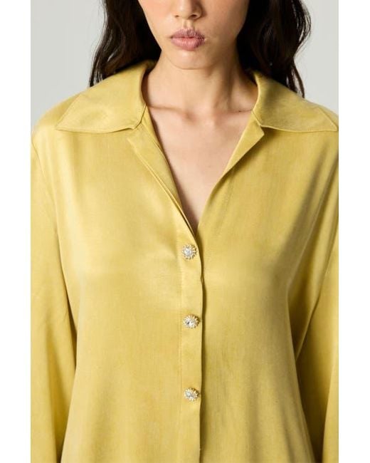 Nocturne Yellow Belted Shirt With Statement Buttons
