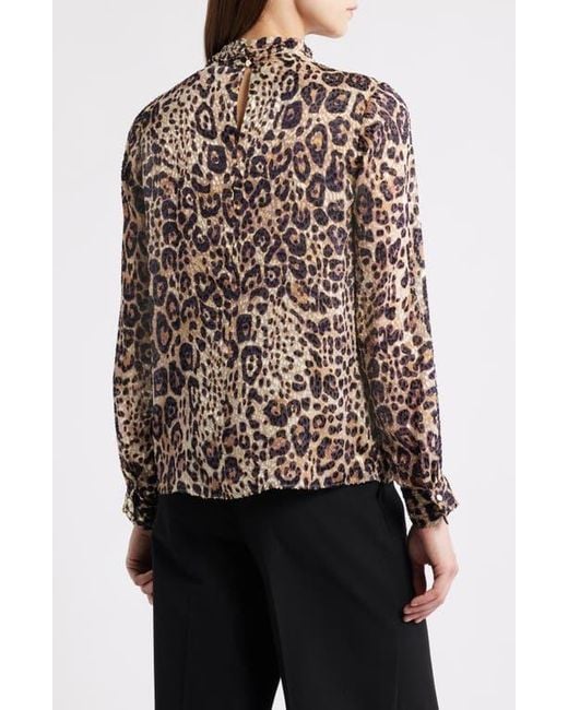Tahari Black The Minnie Leopard Print Top