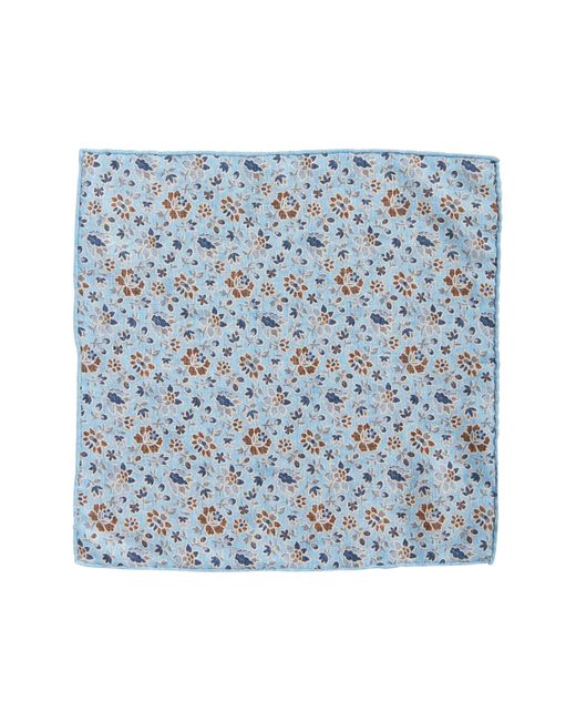 Edward Armah Blue Paisley & Floral Prints Reversible Silk Pocket Square for men