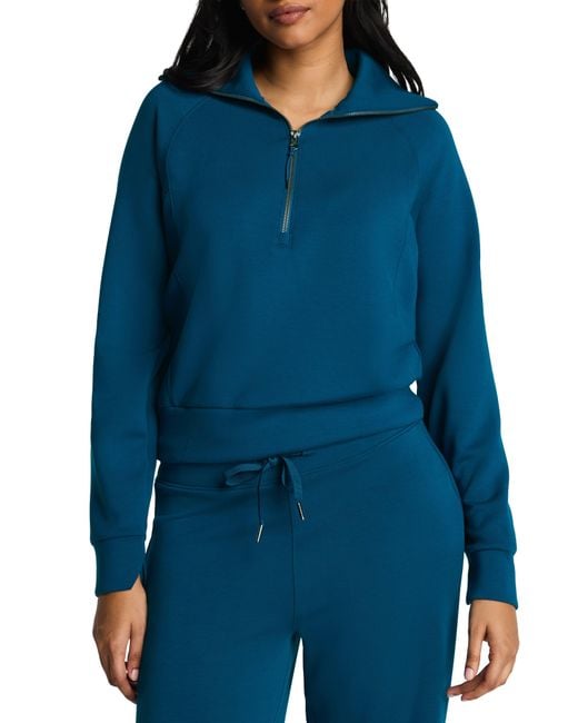 Spanx Blue Airessentials Half Zip Sweatshirt