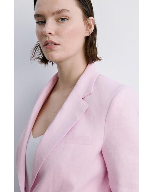 Mango Pink Linen Suit Blazer