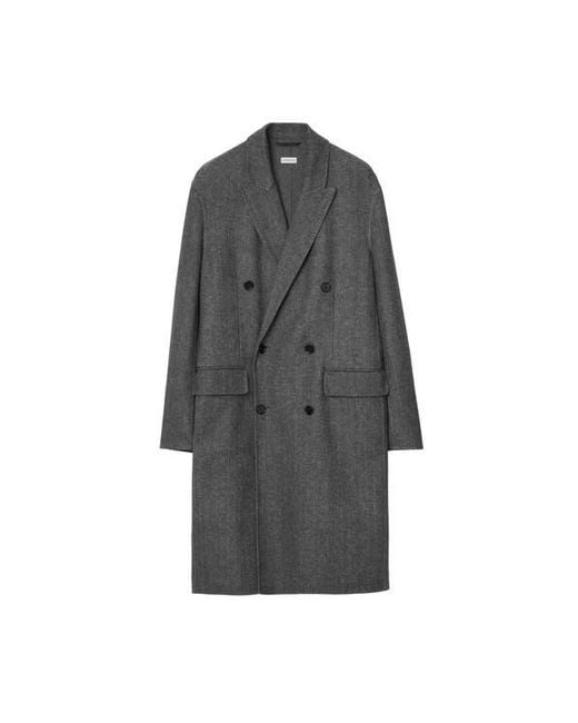 Burberry Black Herringbone Wool Tailored Coat for men
