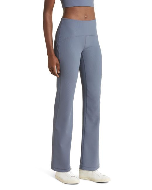 Zella Luxe High Waist Rib Flare leggings in Blue