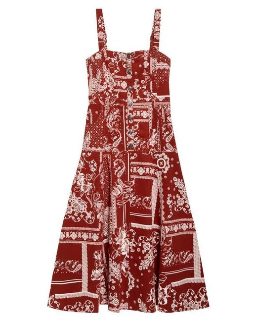 Cinq À Sept Red Bandana Print A-Line Dress