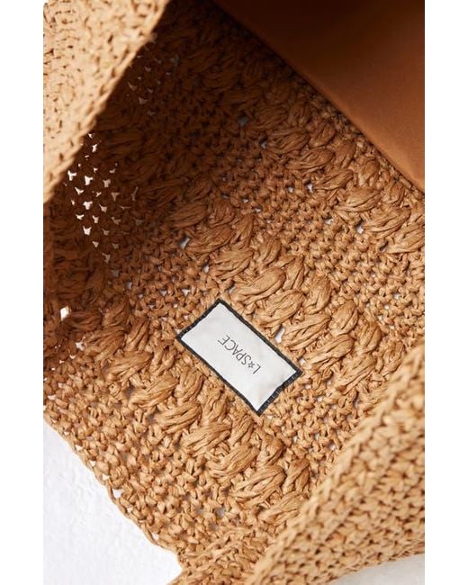 LSPACE Brown Changing Tides Crocheted Raffia Tote