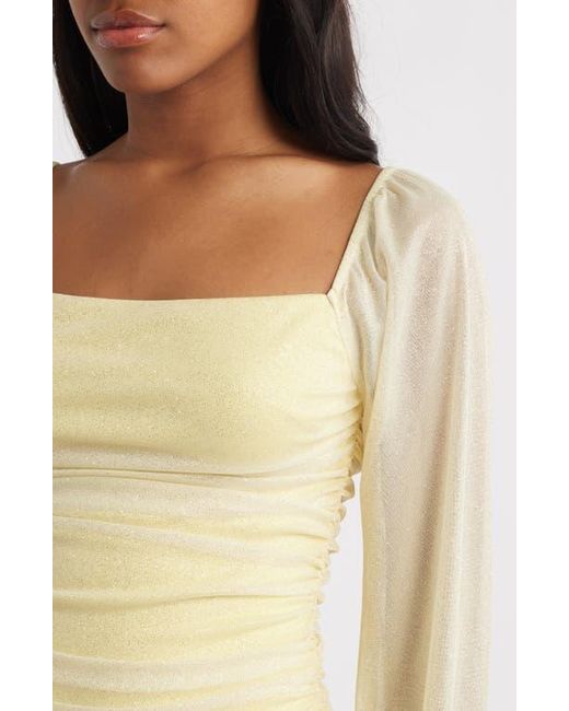 Jump Apparel Natural Ruched Glitter Long Sleeve Minidress