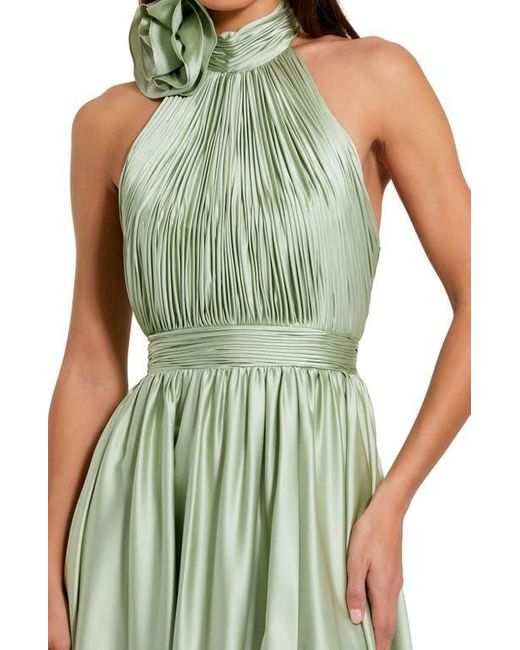 Mac Duggal Green Rosette Halter Chiffon Evening Gown