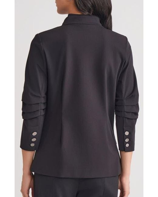Misook Black Ruched Sleeve Ponte Jacket