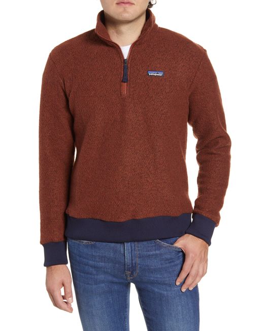 Patagonia Brown Woolyester Fleece Quarter Zip Pullover for men