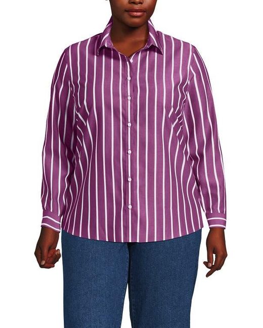 Lands' End Red Plus Size No Iron Button Front Shirt