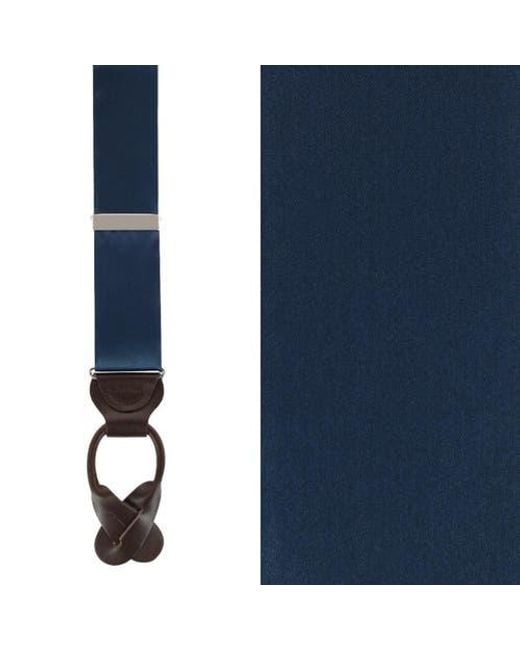 Trafalgar Blue Big & Tall Dutton Solid Colored Silk Button End Suspenders for men