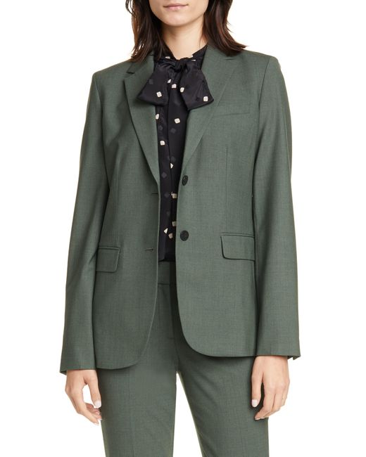Theory Green Classic Stretch Wool Jacket
