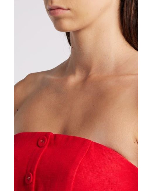 Endless Rose Red Strapless Linen Blend Minidress