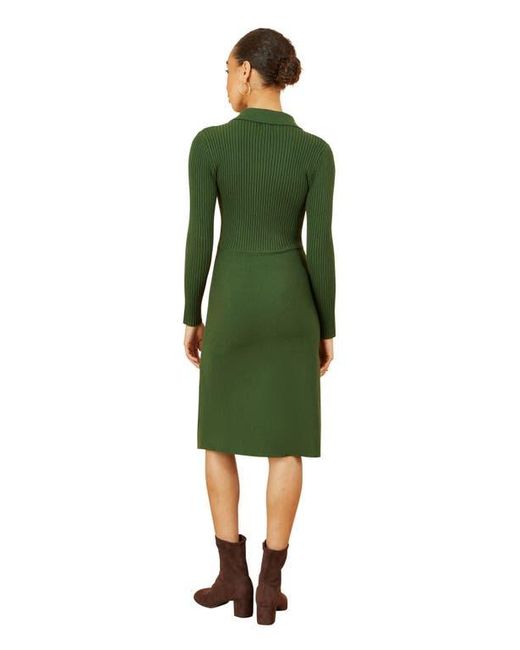 yumi knitted dress Yumi Women's Belted Rib Knit Midi Dress With Pockets