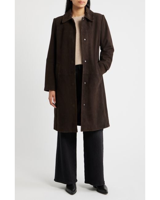 Bernardo Black Long Suede Coat