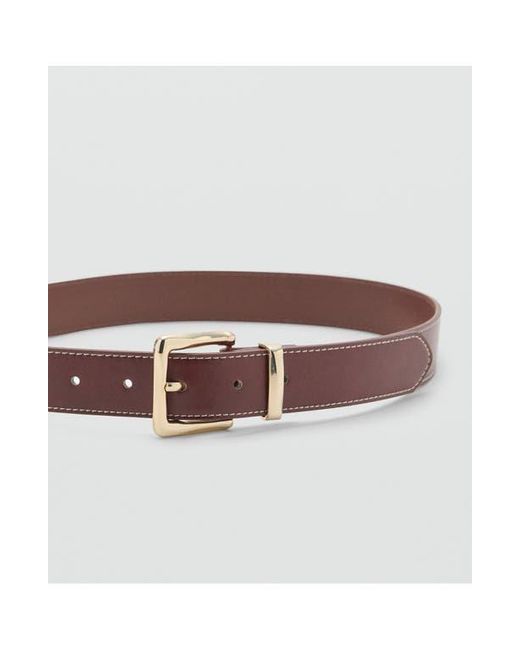 Mango Purple Stitched Square Buckle Belt