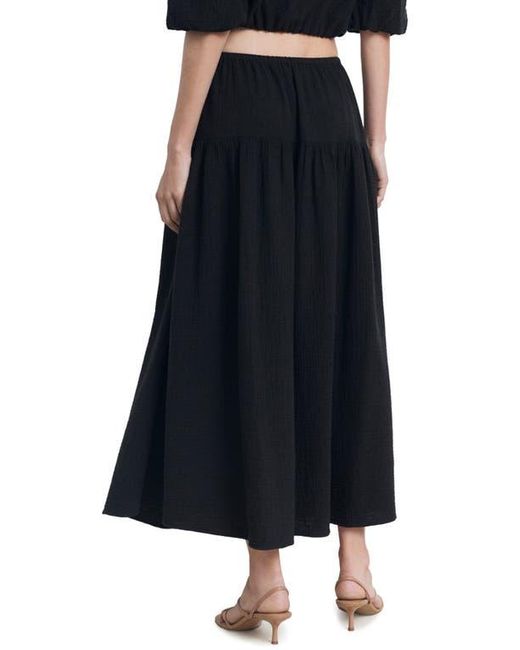 Mango Black Drawstring Cotton Maxi Skirt