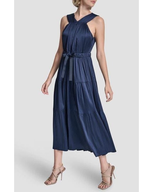 light blue midi dress casual Light Blue Front Tie Ruffle Sleeve Midi Dress  PinkBlush