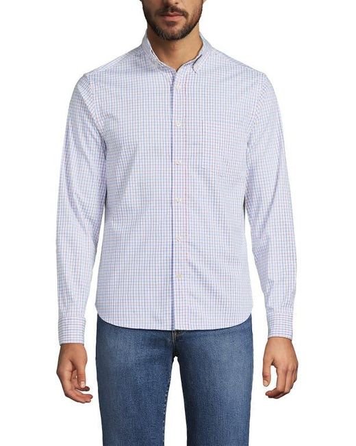 Lands' End Blue Traditional Fit Long Sleeve Travel Kit Shirt for men