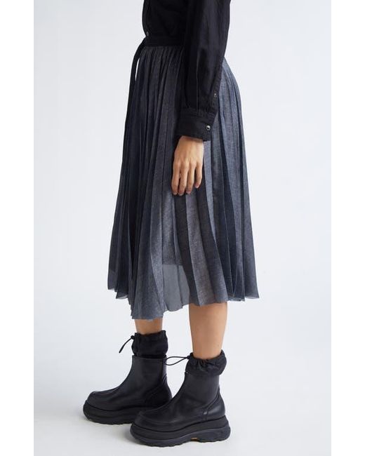 Sacai Black Mixed Media Midi Skirt