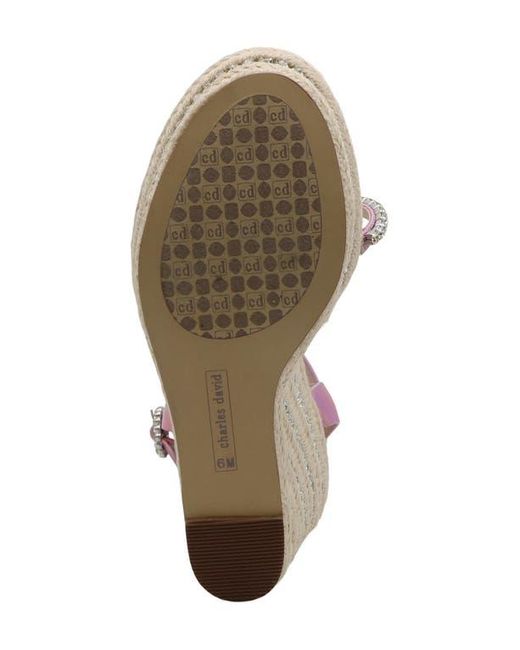 Charles David Chiara Ankle Strap Espadrille Platform Wedge  Charles David pink patent leather wedges main image 0