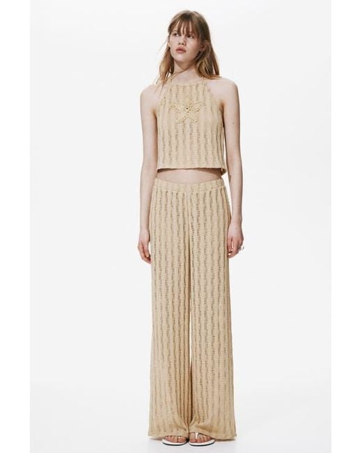 H&M Natural Knitted Pull-On Trousers