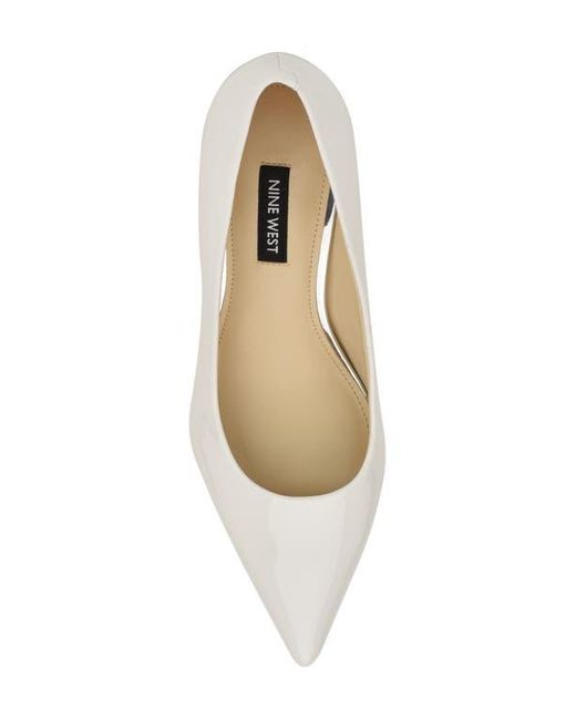 Nine West White Sisko Pointed Toe Kitten Heel Pump