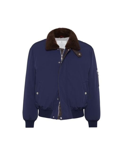 Brunello Cucinelli Blue Nylon Down Jacket for men