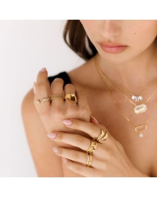 Mazin Jewels Metallic Triple Bead Ring
